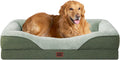 EHEYCIGA Orthopedic Dog Bed for Large Sized Dog, 45x35 Inch Large Memory Foam Dog Couch Bed with Sides, Waterproof Liner & Washable Removable Cover, Bolster Pet Sofa, Green