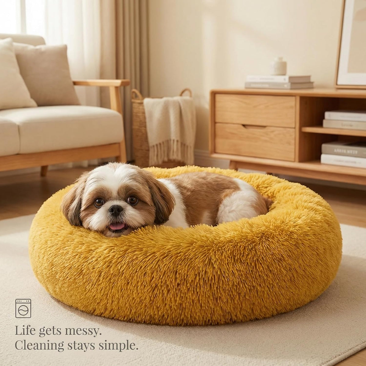 nononfish Cozy Dog Bed for Small Dogs,Plush Calming Pet Bed