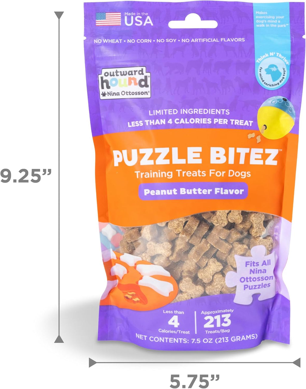 Outward Hound Nina Ottosson Puzzle Bitez Dog Treats, Peanut Butter, 7.5 oz