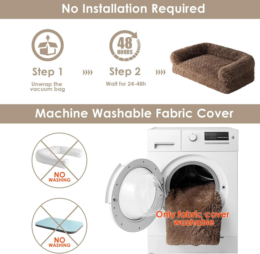 EHEYCIGA Foldable XXL Dog Bed for Large Sized Dog - 54x38x7.5, Brown