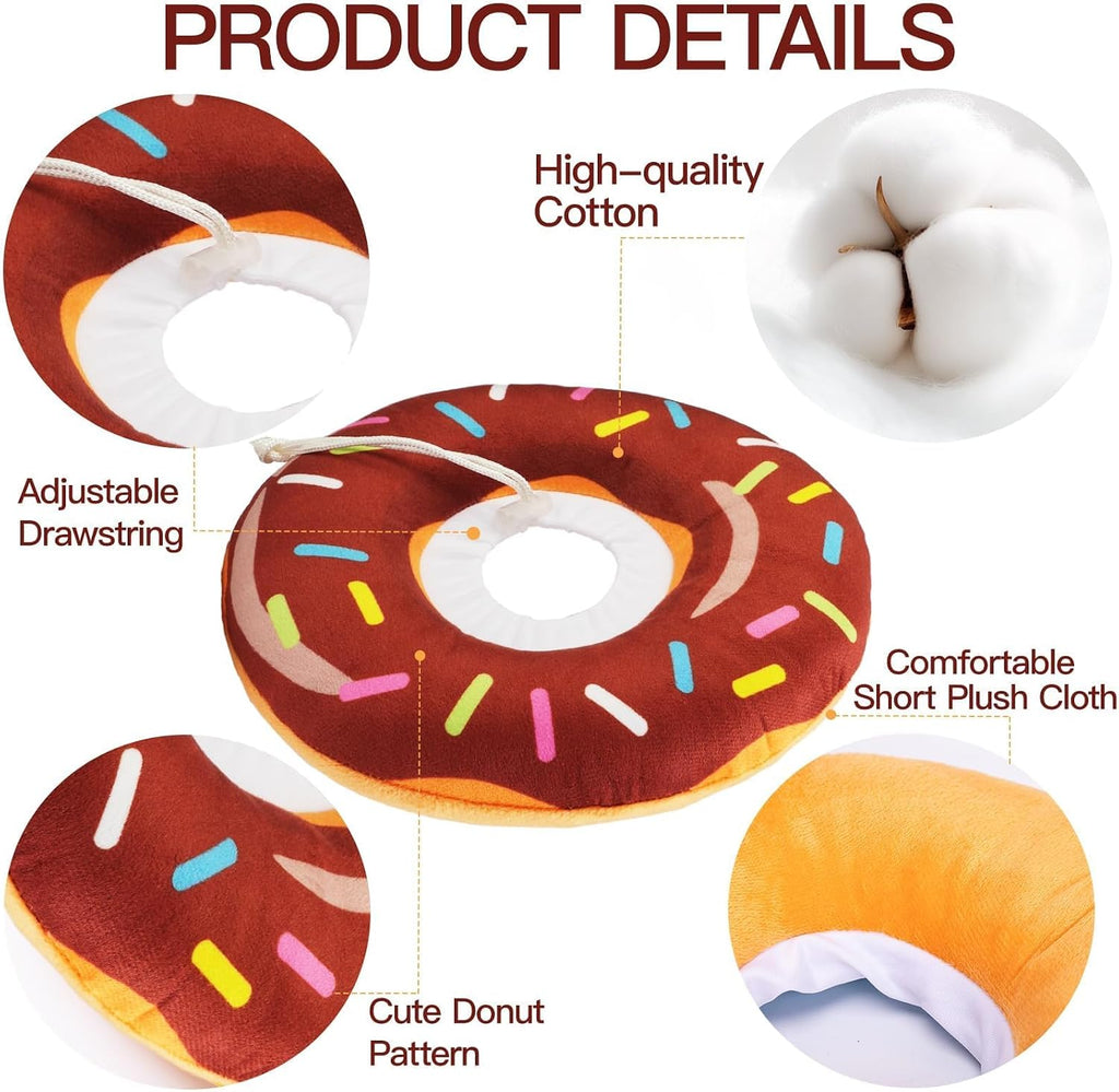 Cat Cone Collar Soft, Cute Cat Donut Collar After Surgery, Adjustable Kitten Recovery Cones to Stop Licking, Lightweight Neck Elizabethan Collars for Cats Kittens (Brown, Large)