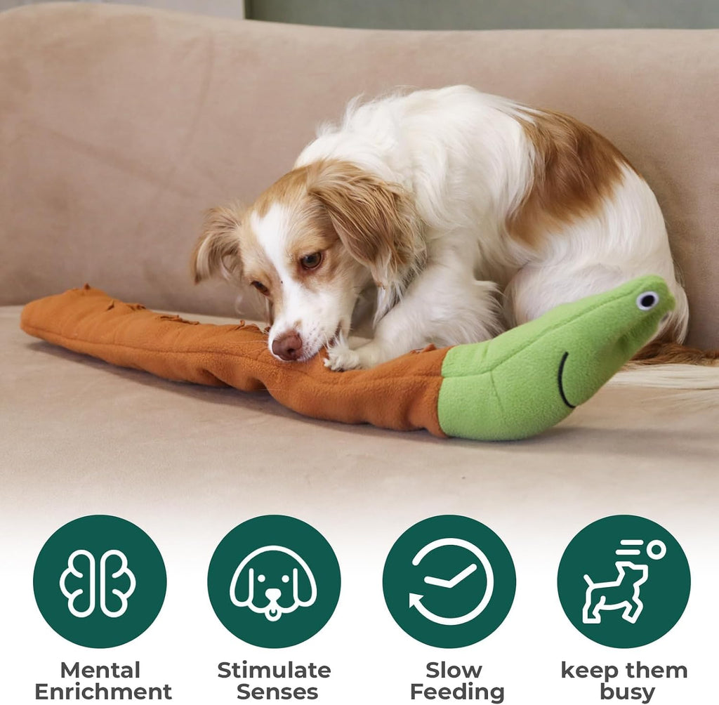 Snail Plush Dog Snuffle Toy, Squeaky Treat Dispensing Puzzle Toy for Small and Medium Breeds, Mental Enrichment