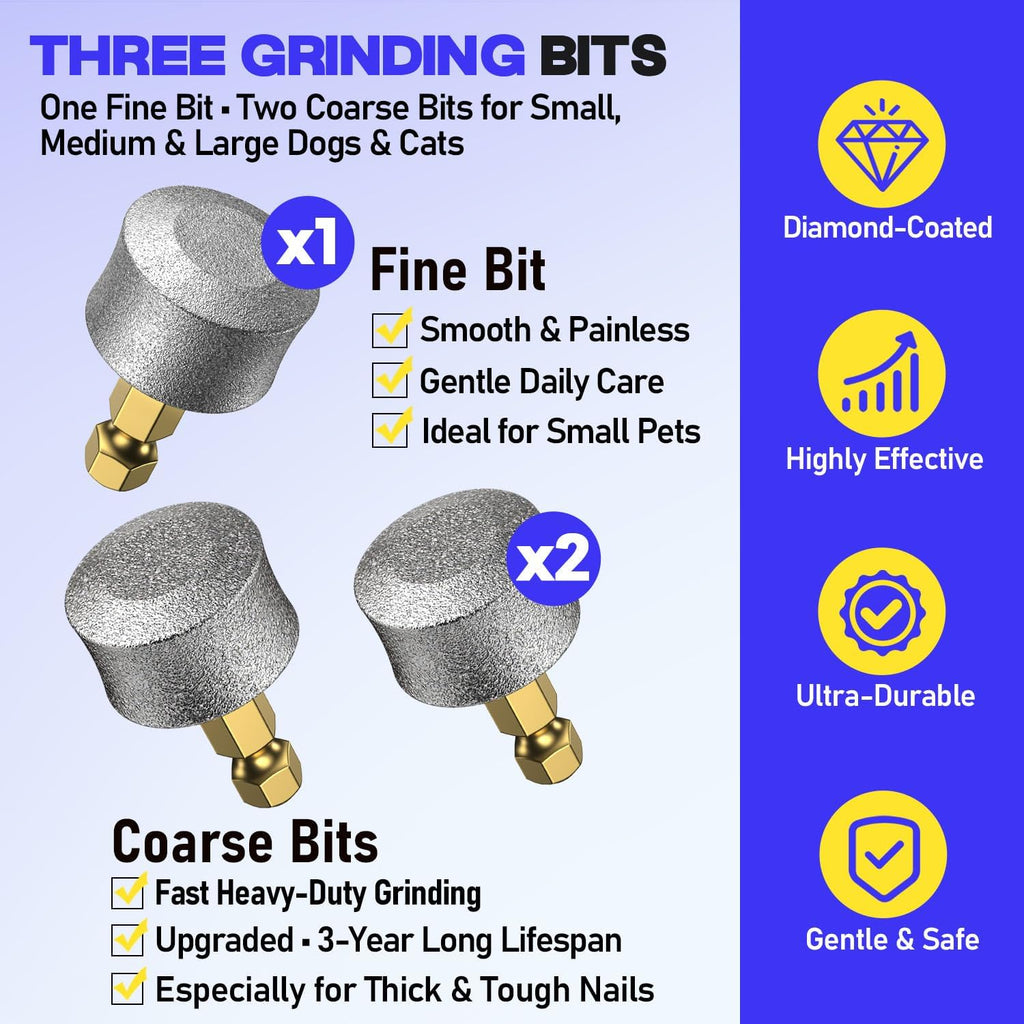 Whisper-Quiet Dog Nail Grinder Kit 50%More Powerful for Sensitive Dogs,Cats