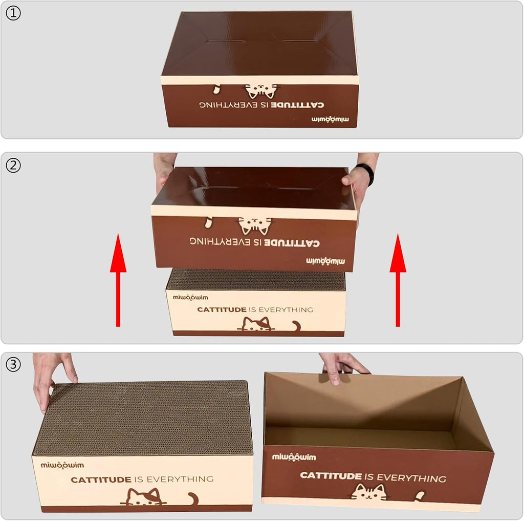 miwoowim 26'' Large Cardboard Cat Scratcher Bed and Box Set