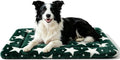 Dog Bed Mat, Reversible Crate Pad & Cute Dog Bed - Machine Washable Kennel Mat with Ultra Soft (Big&Small Stars Green, 30" L*20" W*1.5" Th)