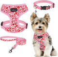 SCENEREAL Small Dog Harness and Leash Set, Valentines Pink, S