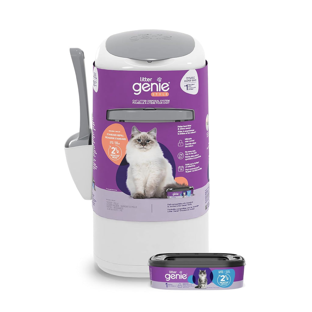 Litter Genie Style Cat Litter Pail with 18 ft Refill that Lasts 2.5 Months