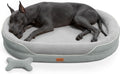 CWAWZ XXL Orthopedic Dog Bed, 53 in. Dog Bed for Large Sized Dogs with Full-Surround Bolsters, Dual-Sided Dog Cooling Beds with Memory Foam, Washable Pet Sofa Couch with Nonslip Bottom, Light Grey