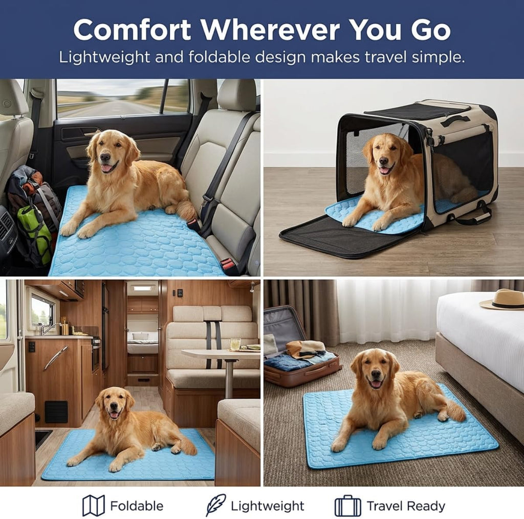 Muddy Mat® Cooling Mat for Dogs – 24" x 36" Ice Silk Dog Cooling Mat | Self-Cooling, Non-Toxic | Indoor & Outdoor, Crate, Car | Machine Washable, Blue