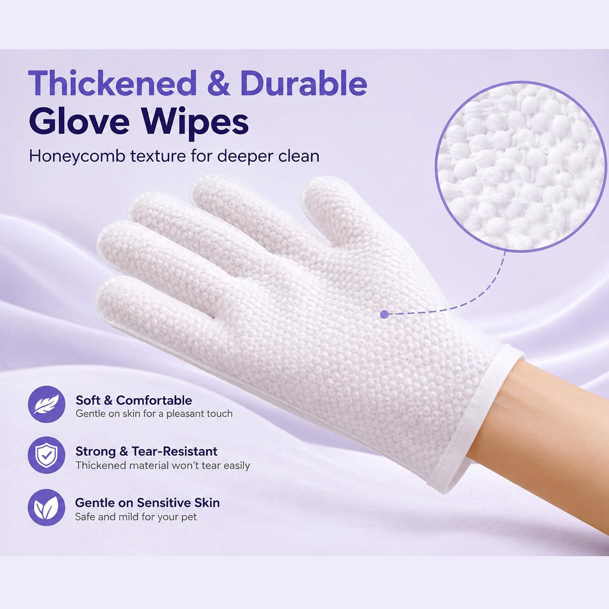 LEVOS 6PCS Pet Glove Dog Cats Wipes Paws and Butt Bath Waterless Cleaning