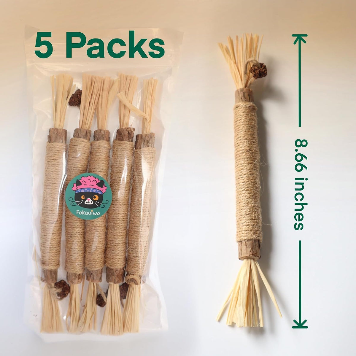 8.66 inches Silvervine Sticks Cat Toys, Natural Catnip Kittens Chew Toy for Teeth Cleaning,Big Catmint Blend Stick, Dental Kitty Chews for Indoor(5 Pack)
