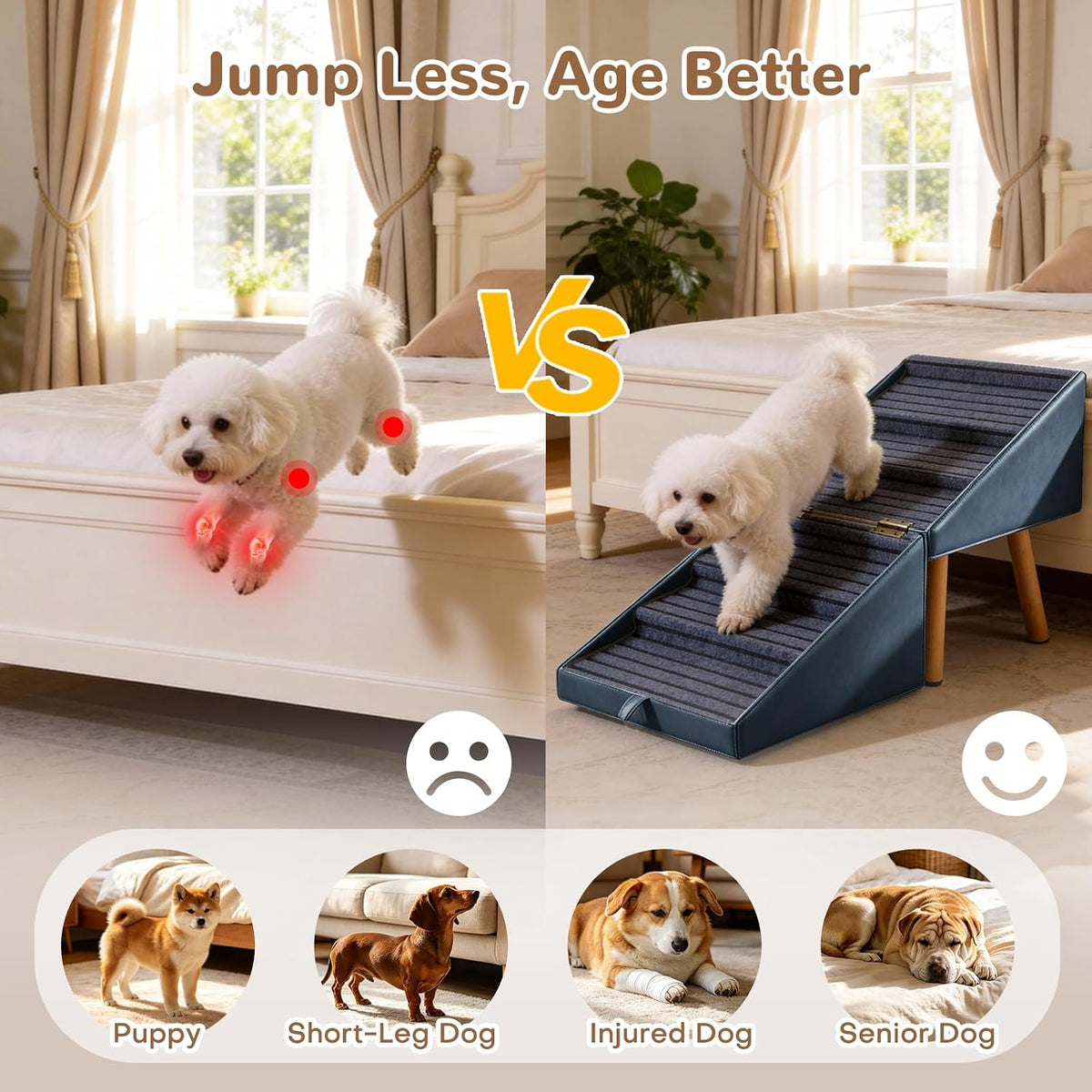 Pet Stairs for beds Foldable Dog Steps for high beds