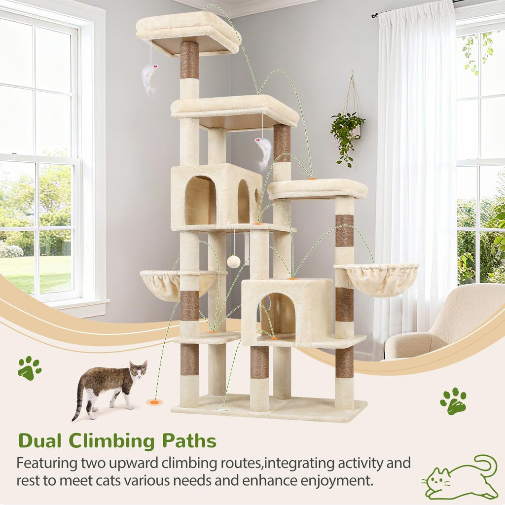 Globlazer 74in Large Sturdy Cat Tree for Large Cats, F74F, Beige