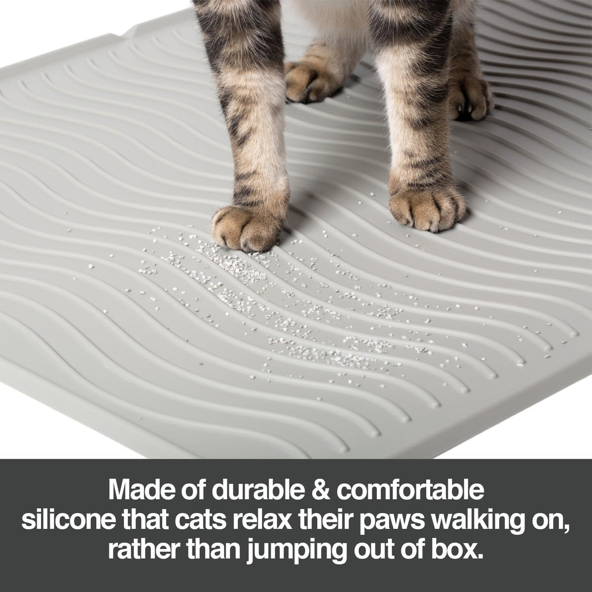 PetFusion ToughGrip Waterproof Cat Litter Matt with Inner Channels & Raised Outer Lip | XL | Premium Grade Silicone | Housebreaking Cat Supplies Needs | Features Inner Channels and Raised Outer Lip for Housebreaking Needs
