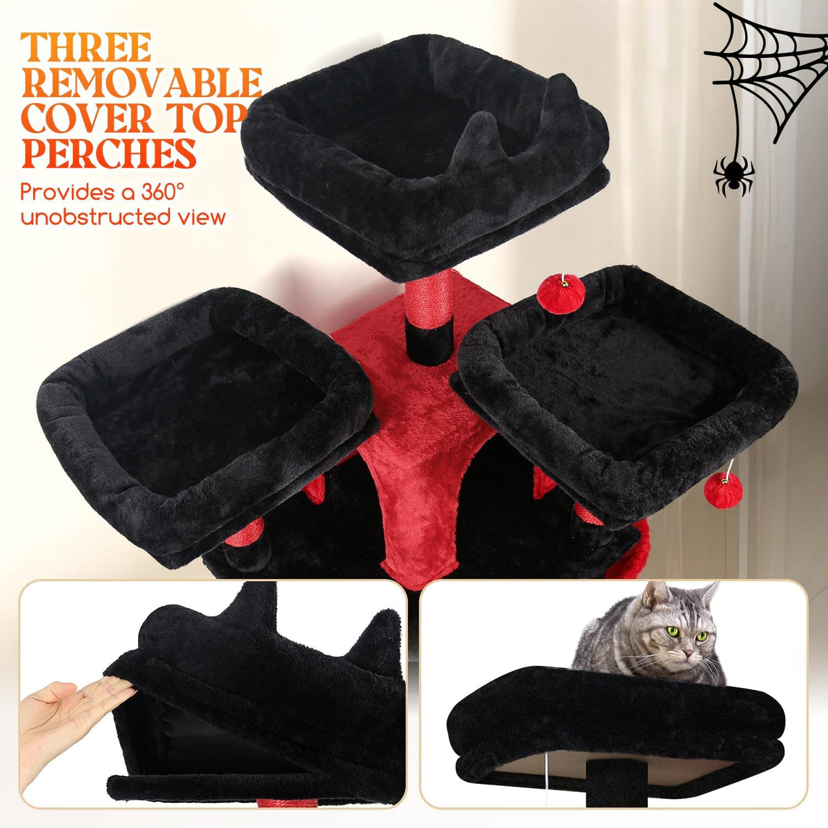 Globlazer Gothic Cat Tree Tower for Multiple Adult Cats, 82in, F82, Goth