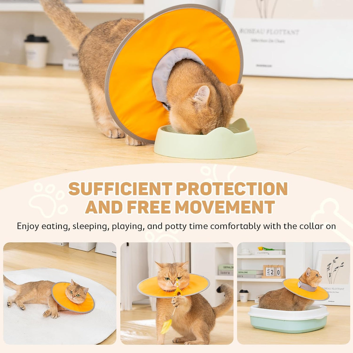Avont Lightweight Waterproof Foldable Cone, Soft E-Collar - M Orange