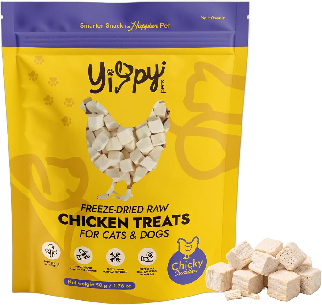 Freeze-Dried Raw Chicken Treats for Dogs and Cats — Single Ingredient, Grain Free, High Protein Training Treat and Meal Topper 1.76 oz (50g)