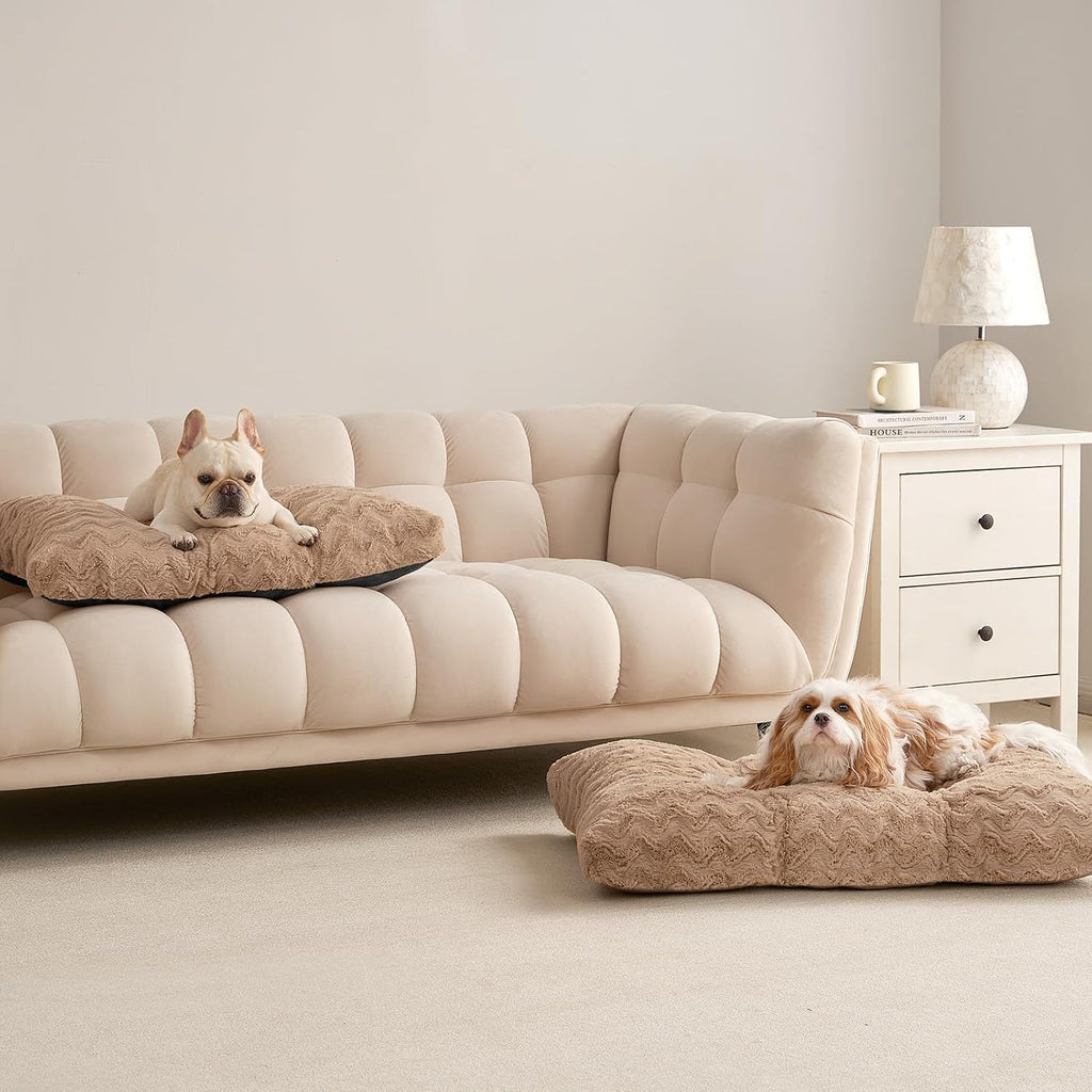 EHEYCIGA Washable Large Dog Bed for Crate, 36x27 Inch Pet Bed, Camel