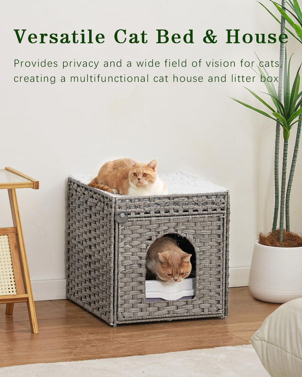 SETVSON Cat Houses for Indoor Cats Extra Large Double Cat Cave, Gray