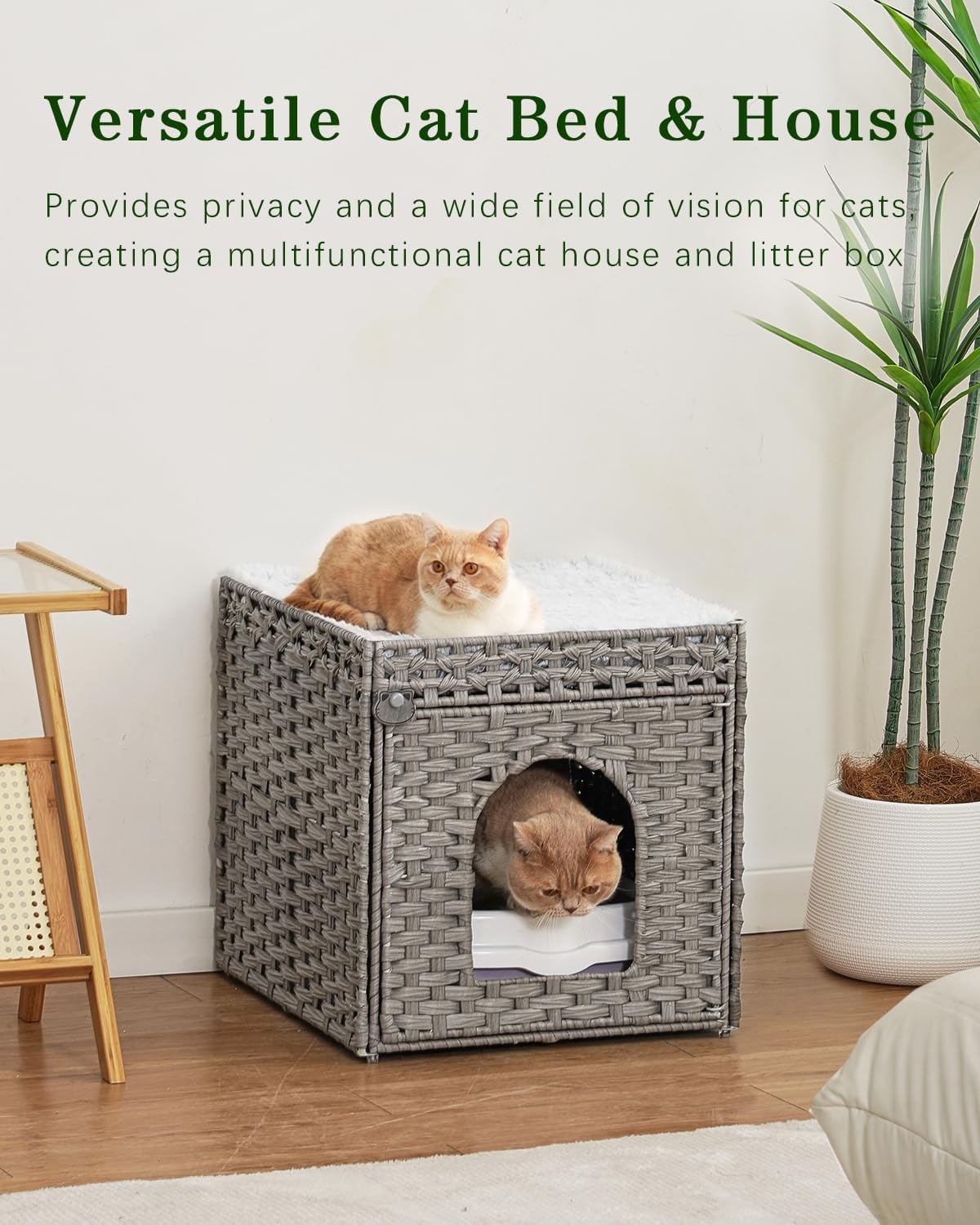 SETVSON Cat Houses for Indoor Cats Extra Large Double Cat Cave, Gray