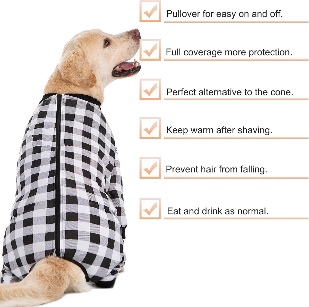 Dog Recovery Suit Full-Zipper After Post-Surgery Large Medium Dogs, Dog Bodysuit for Prevent Licking& Chewing Wounds Onesies Cone Alternative (Black, 6X-Large)