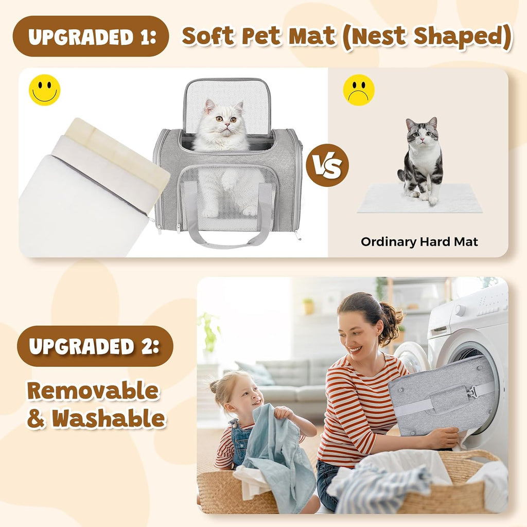 Cat Carrier Soft Up to 16 Lbs, Breathable Pet Travel Bag with Steel Frame