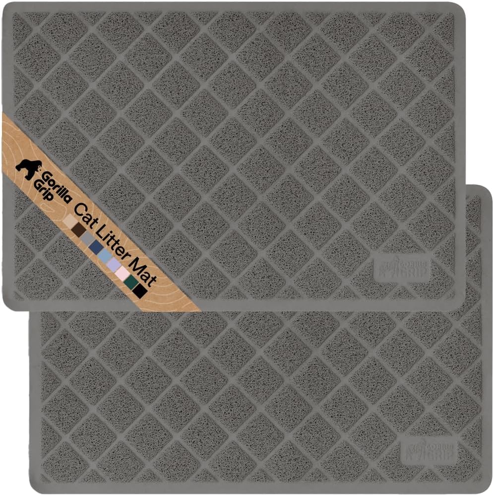 GORILLA GRIP Cat Litter Mat, Coiled Mesh Trapping Mats, 35x23 Gray