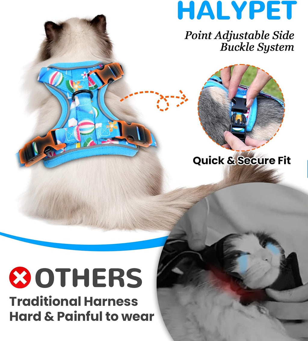 Halypet Cat Harness and Leash Set, Escape Proof Adjustable Harness