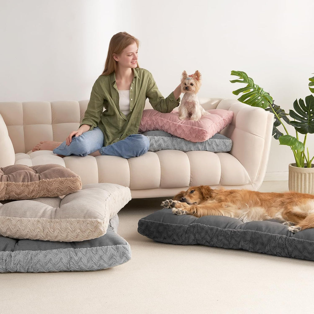 EHEYCIGA Washable Dog Beds for Small Dogs, 23x18 Inch Pet Bed, Beige