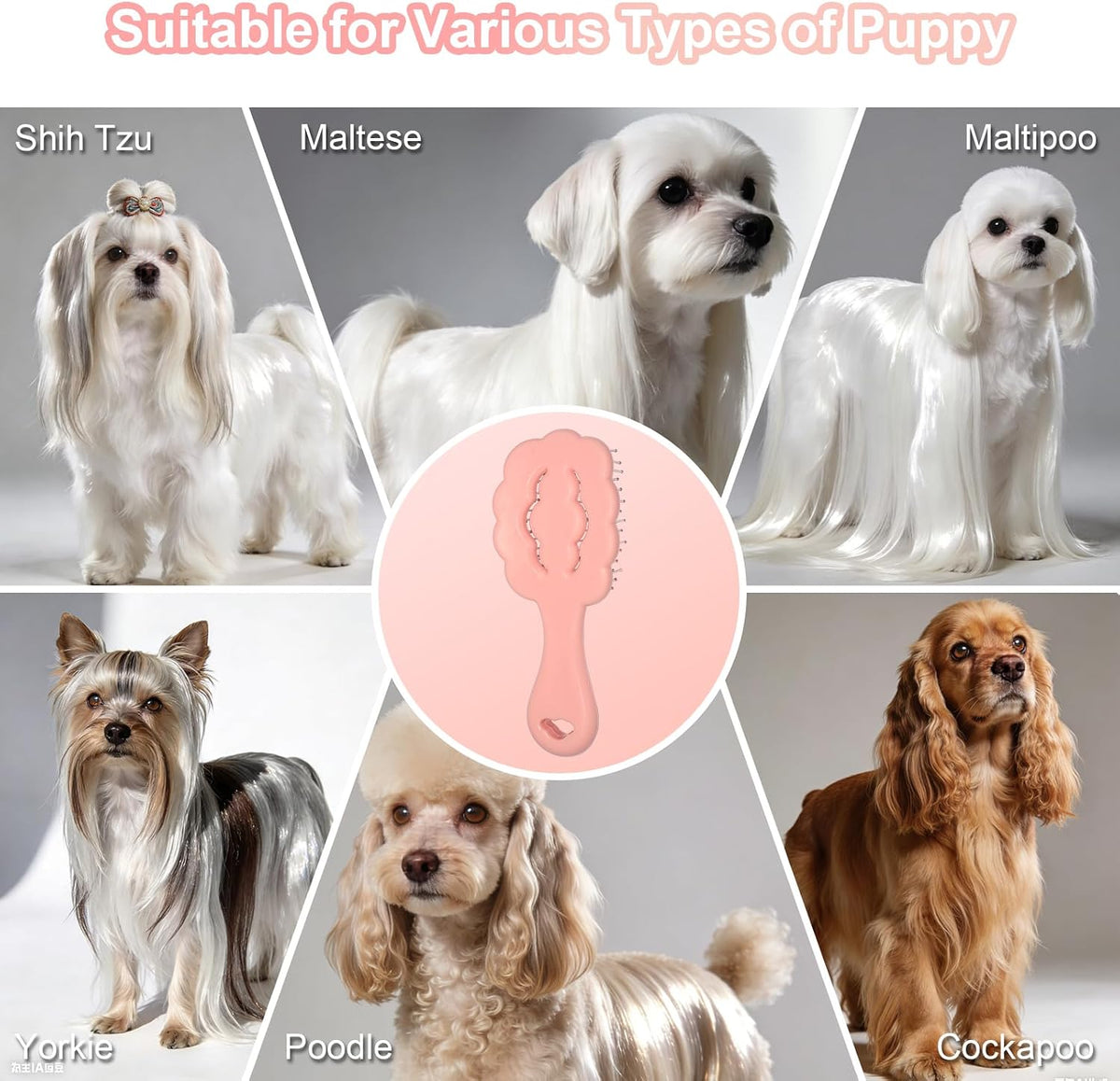 Cloud Shape Small Dog Grooming Brush (Pink) | Perfect for Shih Tzus, Yorkies, and Maltipoos - Ideal Puppy Hair Brushes for Maltese and Small Breeds