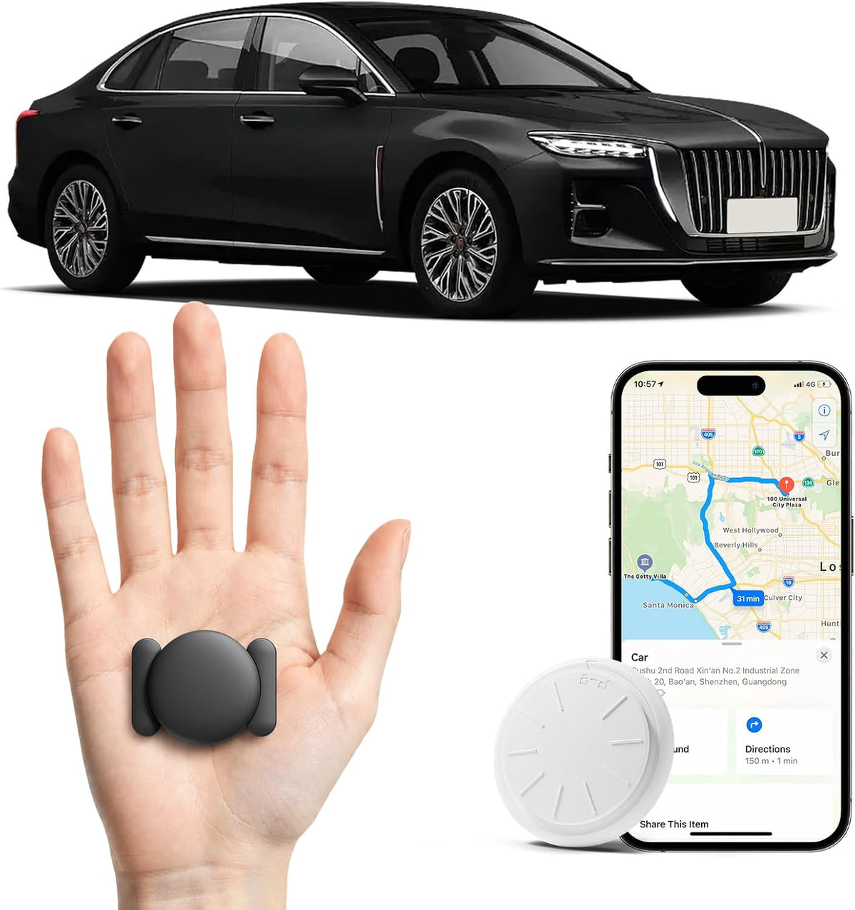 GPS Tracker for Vehicles, 1PCS Tracker Device for Vehicles No Subscription No Monthly Fee, Magnetic Real-Time Car Tracker Device Hidden, Work with Find My (iOS Only), GPS Trackers for Cars Kids Dogs