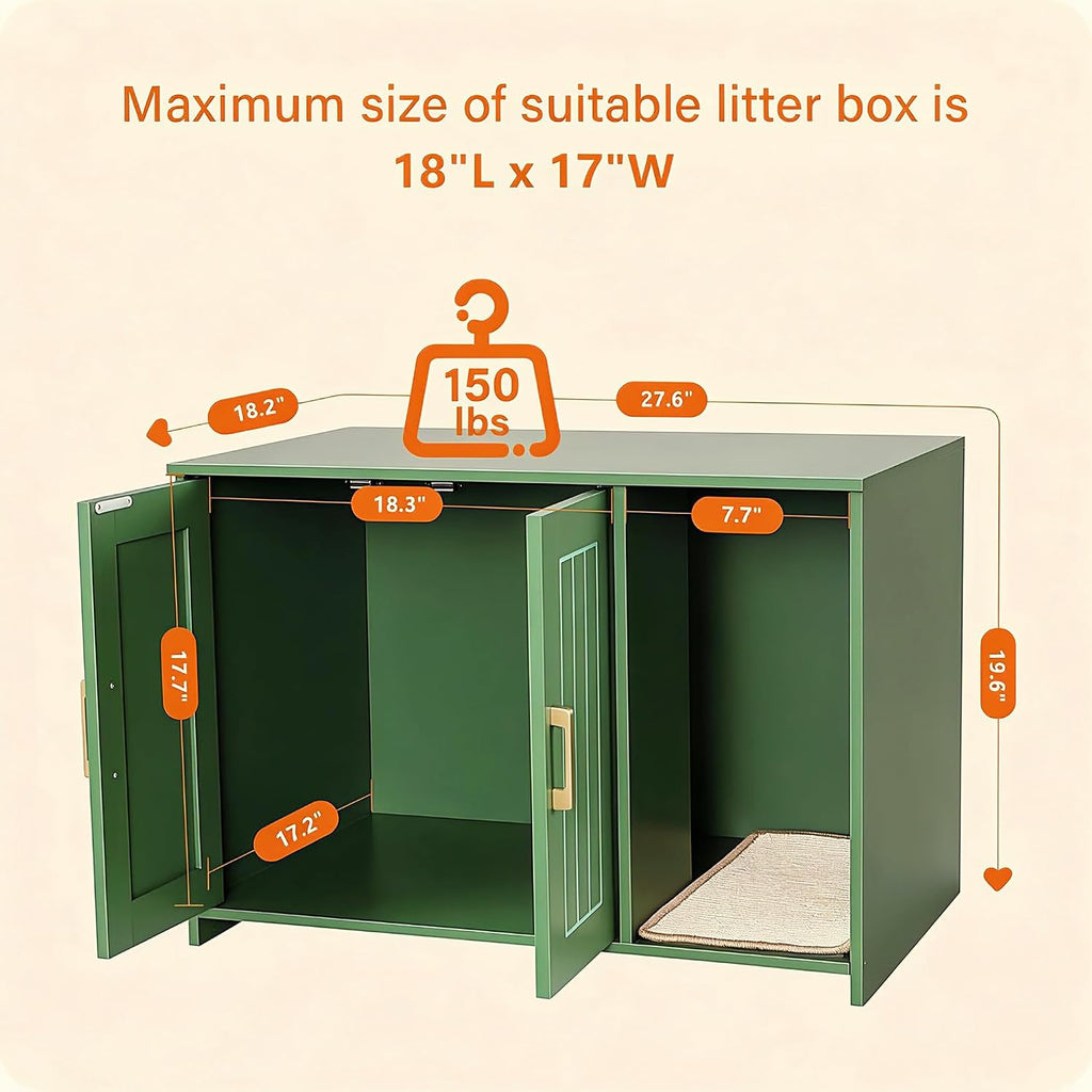 Cat Litter Box Enclosure, with Scratching Mat, 27.6" x 18.2"x 19.6"