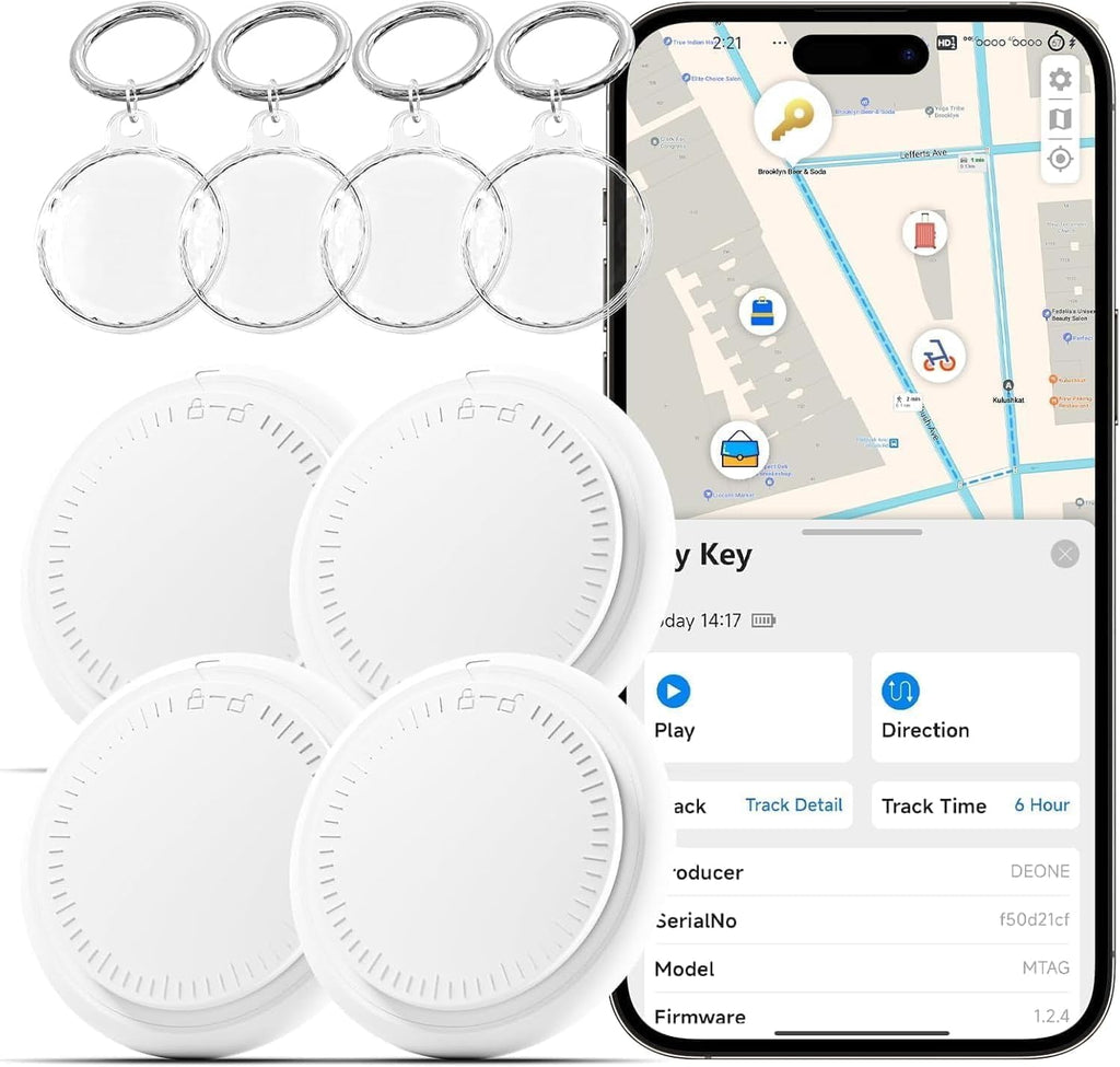 GPS Tracker Tags-4 Pack,Bluetooth Tracker Tags Works with Apple Find My APP (iOS Only, Not for Android),Smart Tag with Keychain/Lanyard,Item Finders Tracker for Key, Luggage, Wallet,Bags,Pets (4Pack)