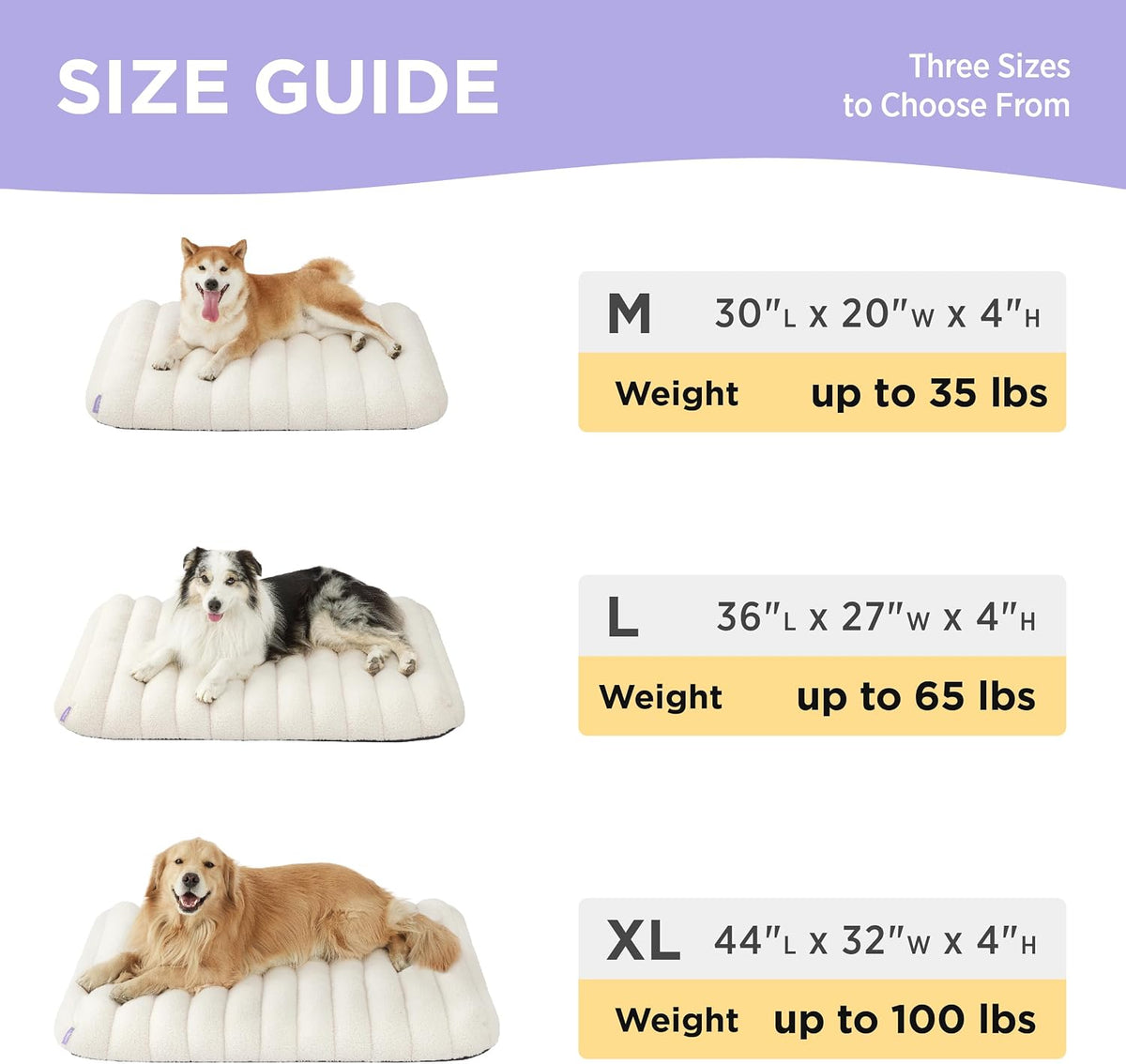 LE SURE Cute Orthopedic Dog Bed Large Sized Dog, Flat Pet Mat,36x27in Cream