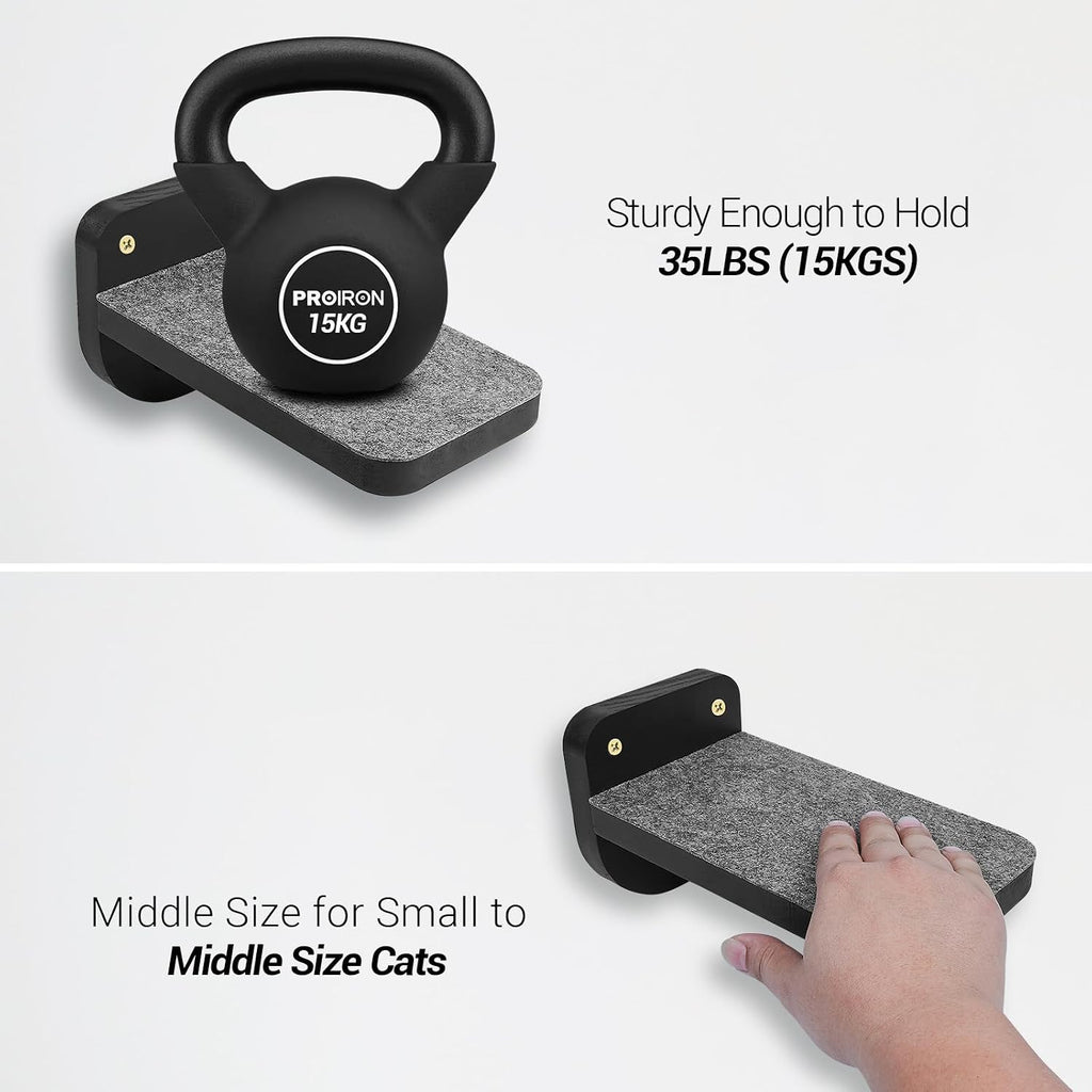 ESPETS Set of 3 Black Cat Wall Climbing Steps, Wall Mount Floating Shelves