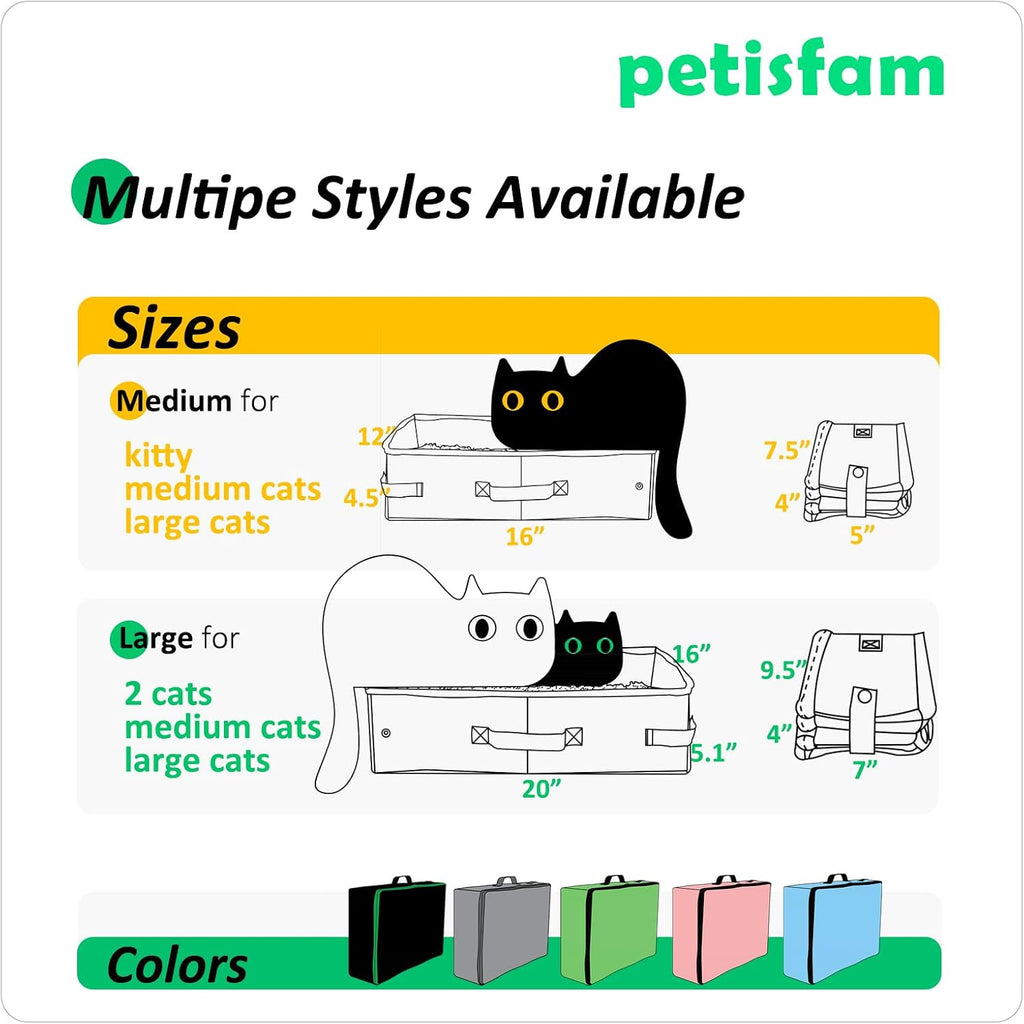 Travel Light with Covered Portable Cat Litter Box Without Any Mess. Ultra-Lightweight, Stop Lugging a Hard Litter Box. Keep Everything Contained. Ideal for Hotel Stays, Car Trips, Flights