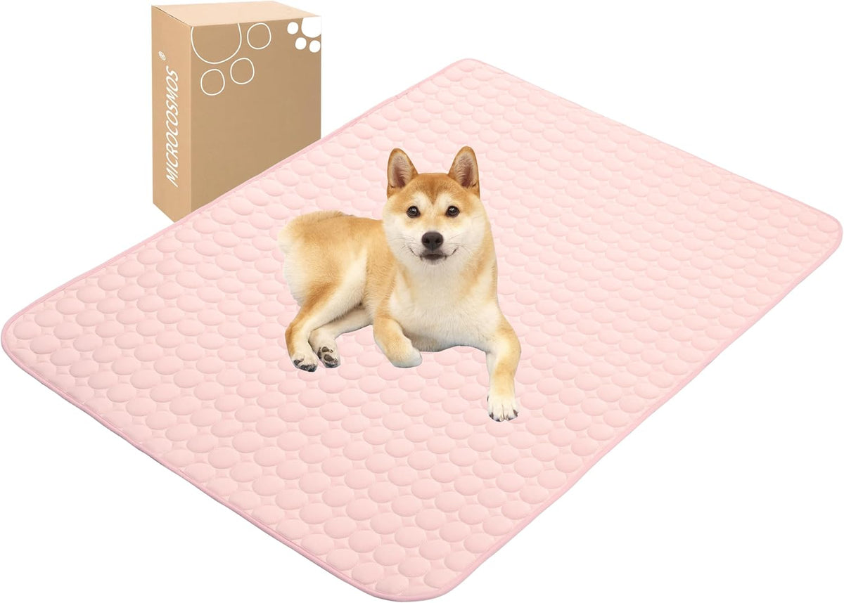 MICROCOSMOS Summer Cooling Mat & Sleeping Pad- Water Absorption Top, EZ Clean, Easy Carry, Materials Safe. Keep Cooling for Pets, Kids and Adults.(Pink, 59" x 40")