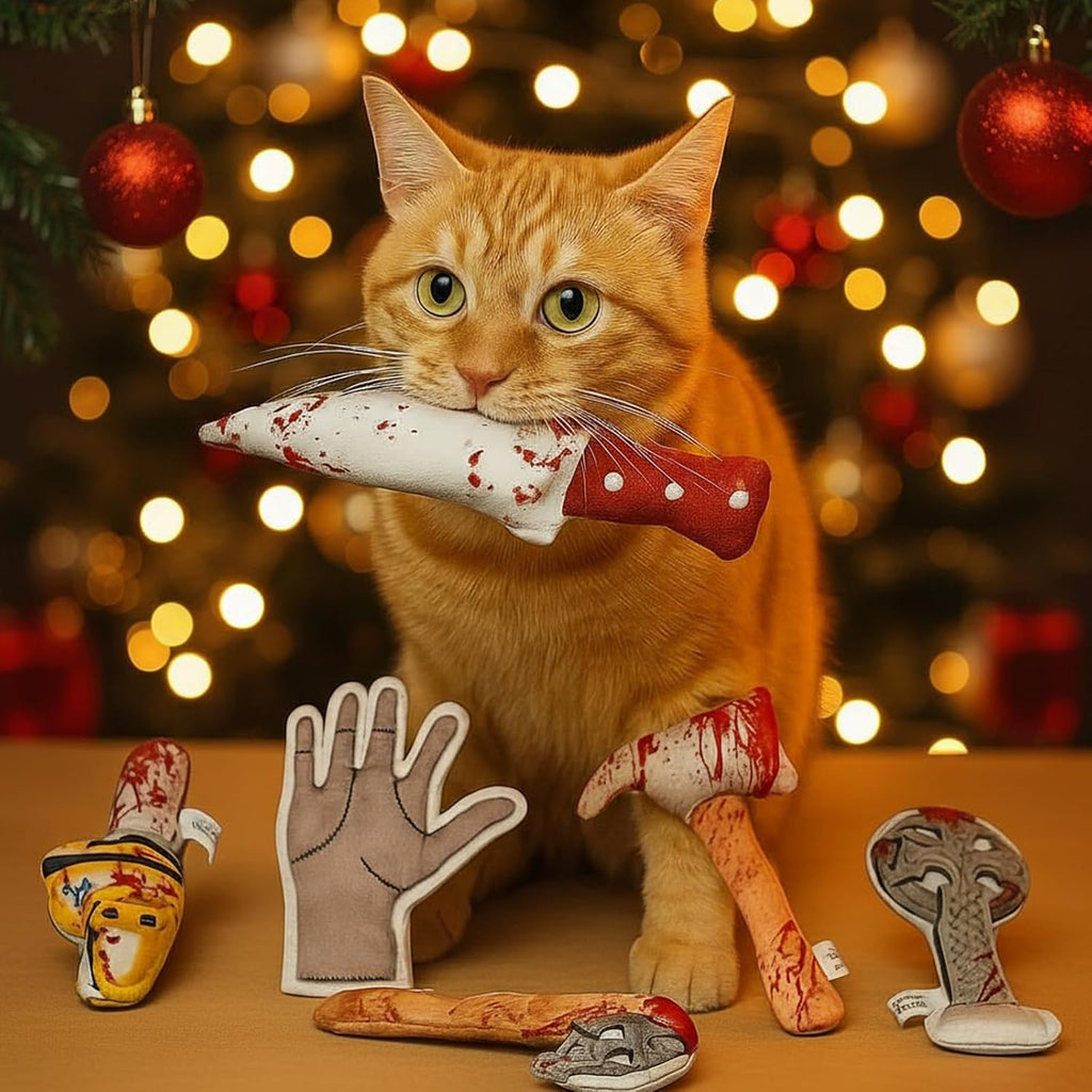 5PC Halloween Catnip Toys, [100% Organic Catnip Filled] Knife-Shaped Crinkly Sound Cat Toys for Indoor Kitten Cat Nip Kitty Chew Toy