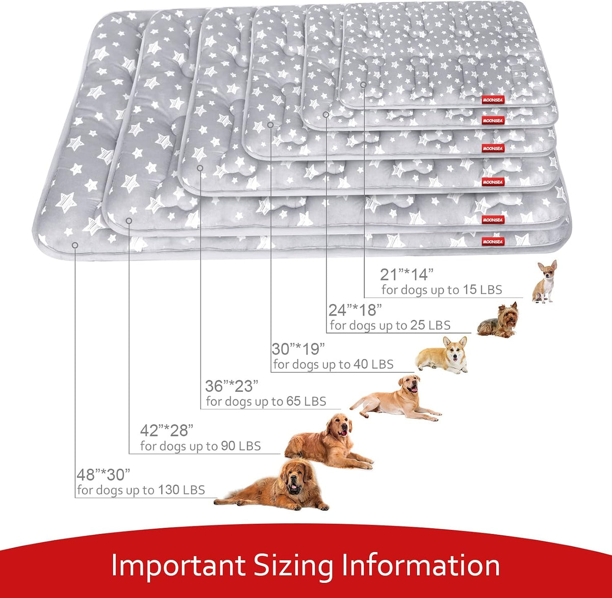 Dog Crate Bed Mat (36" X 23"), Soft Dog Bed Pad Mat with Cute Stars