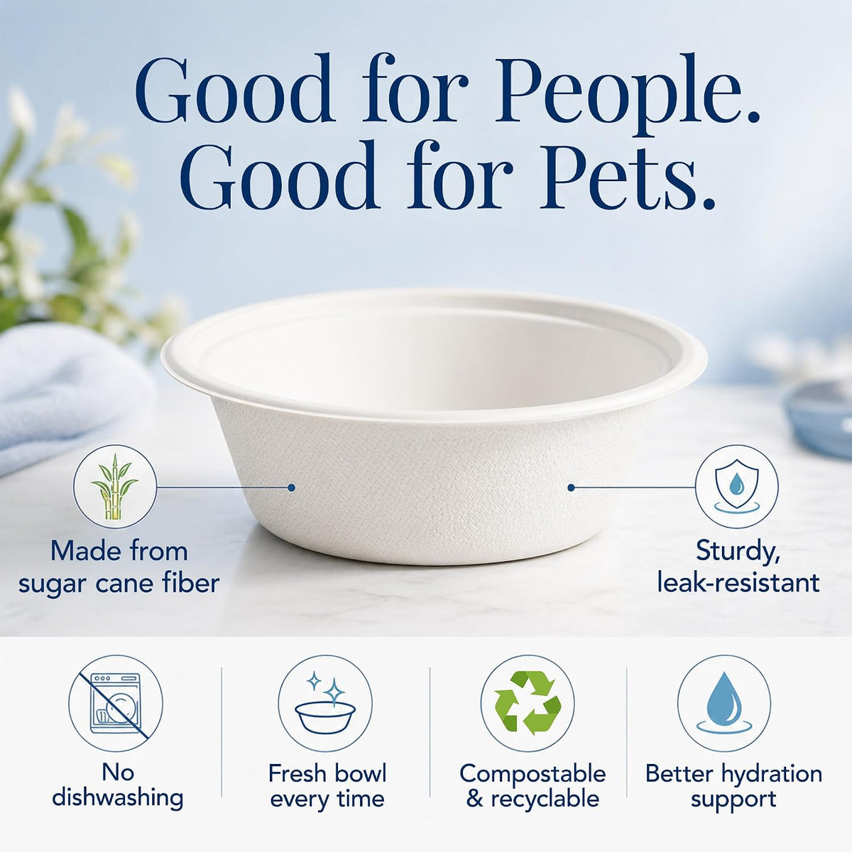 Kinn Kleanbowl Pet Bowl Stainless Steel Frame, 16 oz (Pack of 2) | Compostable Refills, Spill-Proof Stable, Disposable, Easy Cleaning, No Plastic 