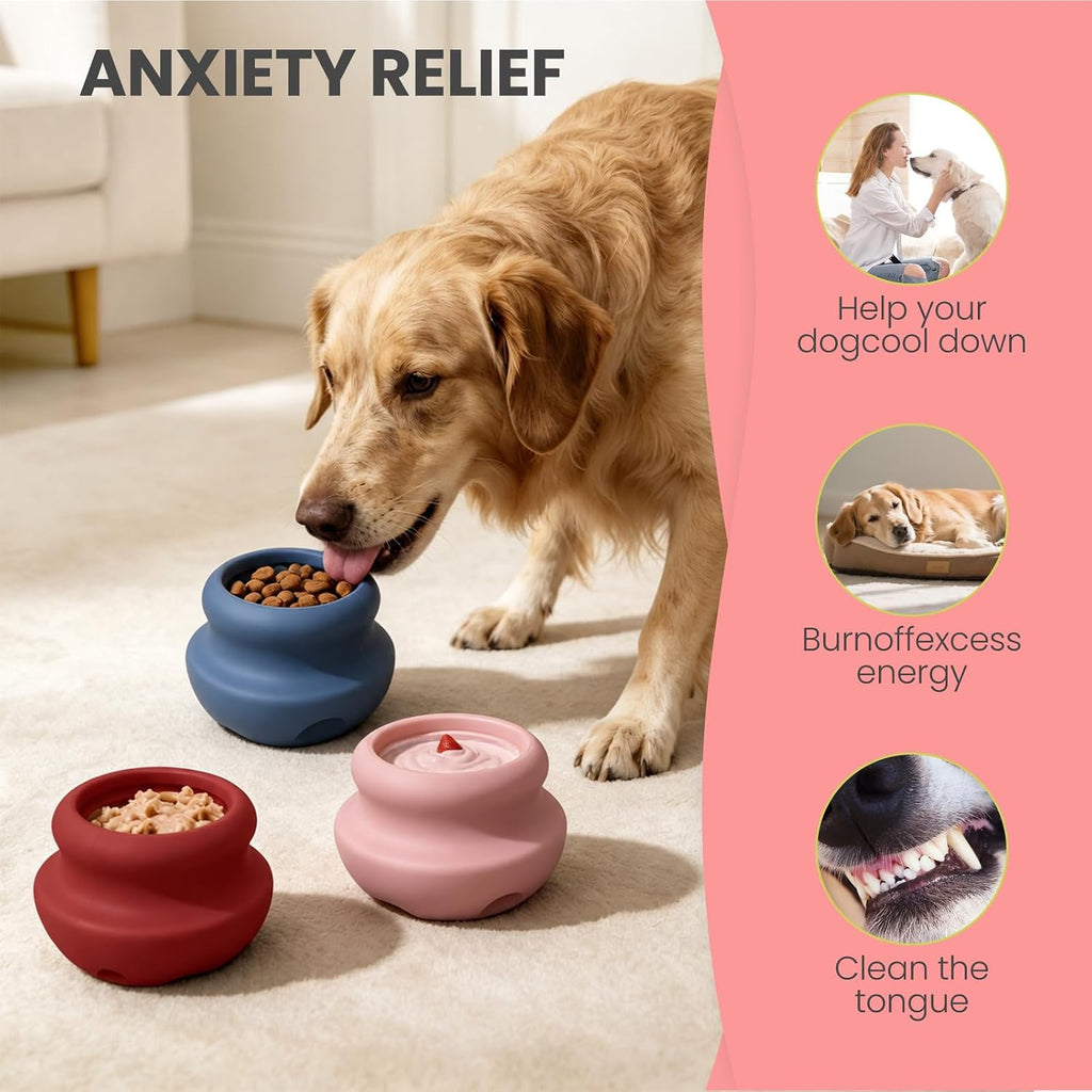 MateeyLife Freeze Dog Enrichment Lick Toy, Stuffable Frozen Lick Treat Bowl