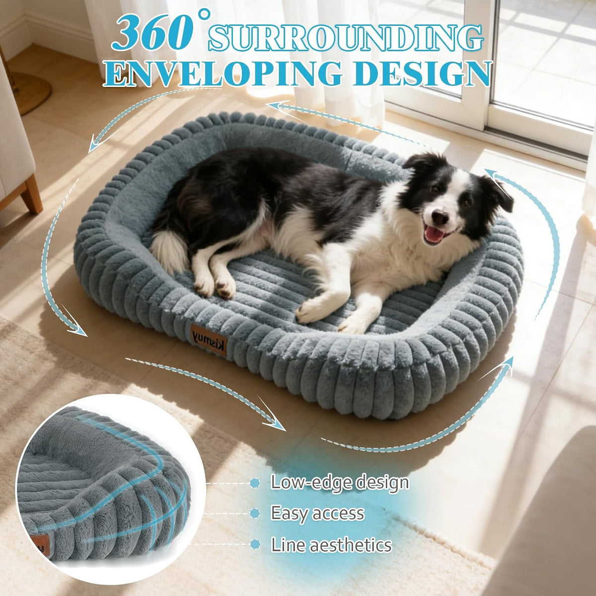 Orthopedic Dog Bed, Memory Foam Bolster Bed for Large Dogs