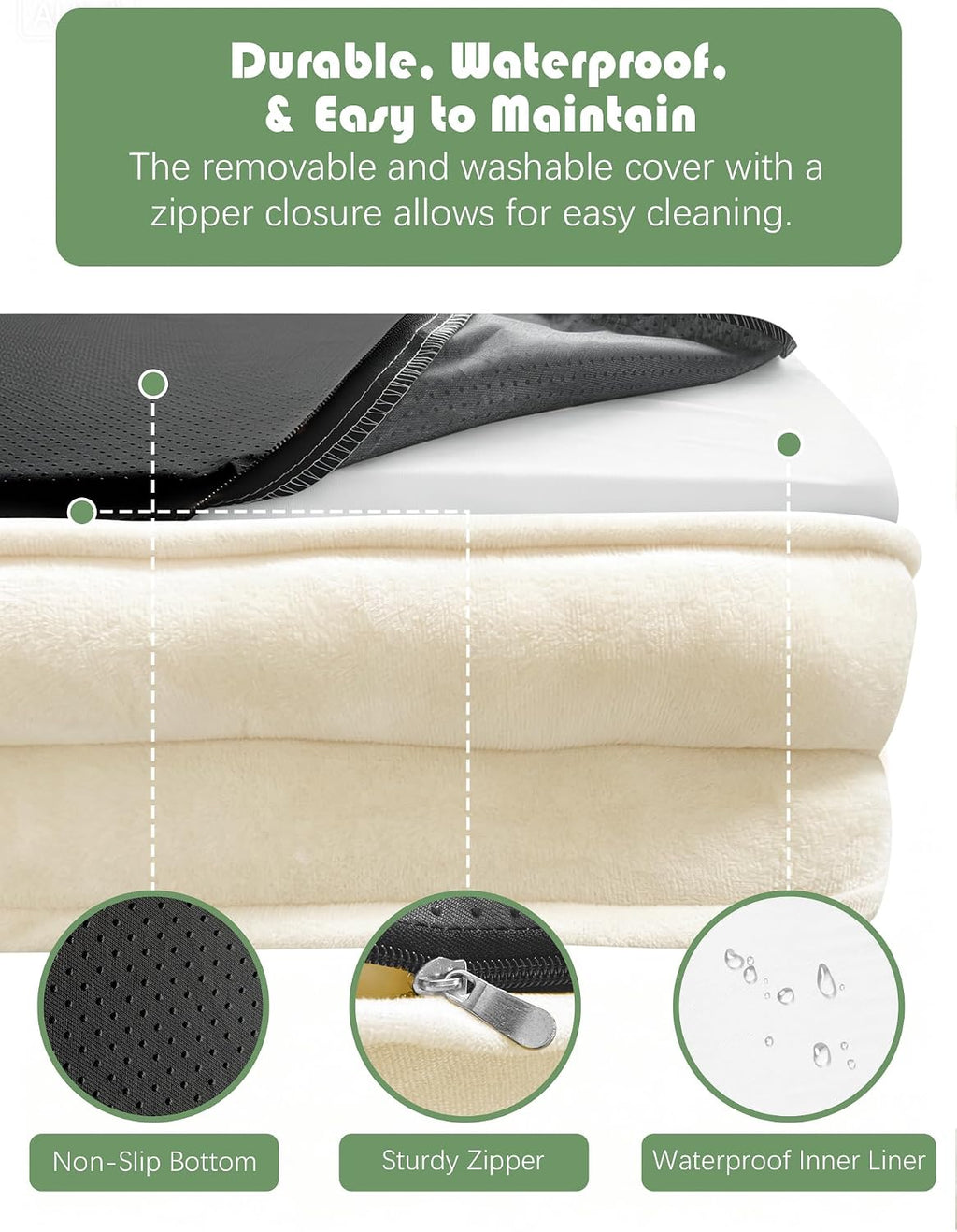Spotted Play Orthopedic Dog Bed with Sides - Sofa Beds for Extra Large Dogs, Supportive Foam Pet Couch Bed with Washable Removable Cover, Waterproof Lining and Non-Slip Bottom, Ivory - XL-Plus