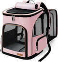Lekereise Large Cat Backpack Carrier Expandable Pet Carrier Backpack for Small Dogs Medium Cats Fit Up to 18 Lbs, Foldable Puppy Backpack Carrier for Travel, Hiking, Pink
