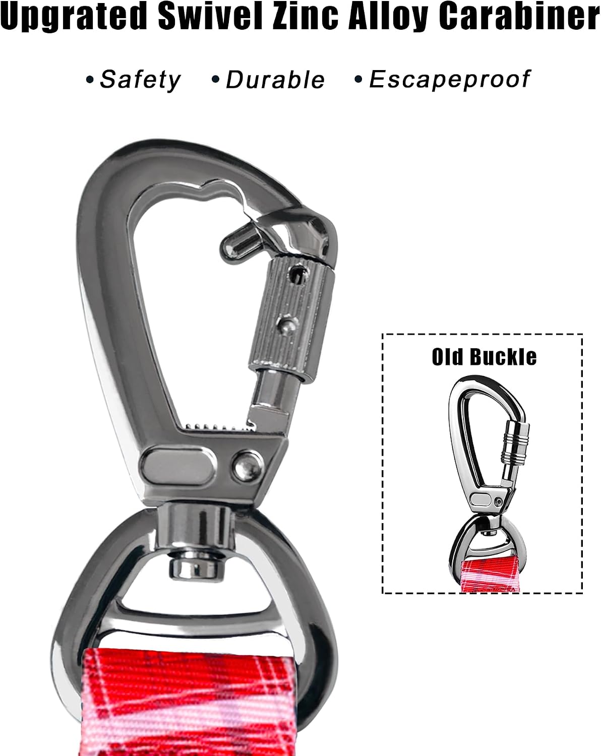Hotsky Tactical Bungee Shock Absorbing No Pull Dog Leash,Red Plaid,4-6FT