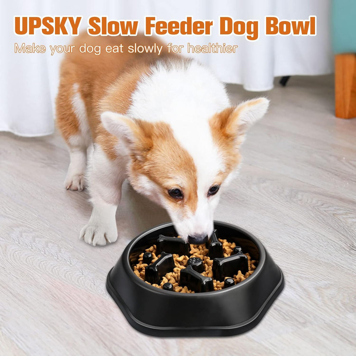 UPSKY Slow Feeder Dog Bowl Anti-Chocking Slower Feeding Pet Puzzle Bowls | Interactive Bloat Stop Dog Food Dishes, Non-Slide Dogs Lick Treat for Small Medium, Slow-Eating Maze Design, Easy to Clean 