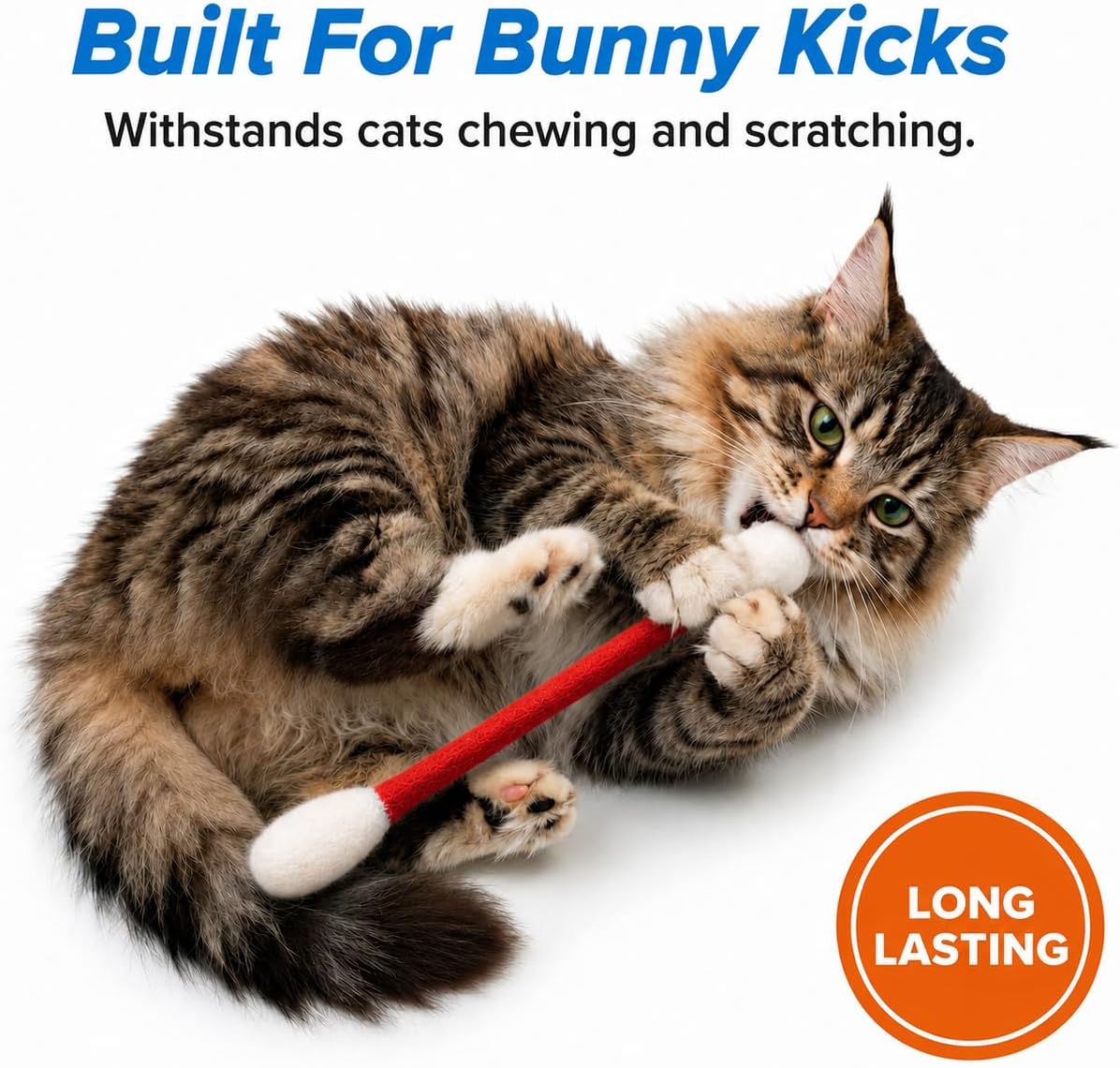 Glaciart One XXL Swabs Cat Toys with Catnip - 2 Pk | Durable for Chew, Cute Cat Toys Interactive Kitty for Boredom, Exercise, & Play | Filled w/Organic Catnip for Anxiety & as Digestive Aid