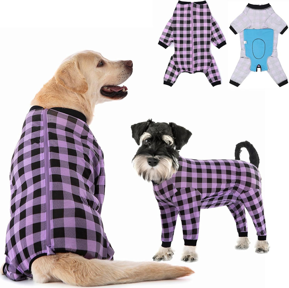 Dog Recovery Suit Full-Zipper After Post-Surgery Large Medium Dogs, Dog Bodysuit for Prevent Licking& Chewing Wounds Onesies Cone Alternative (Purple, 7X-Large)