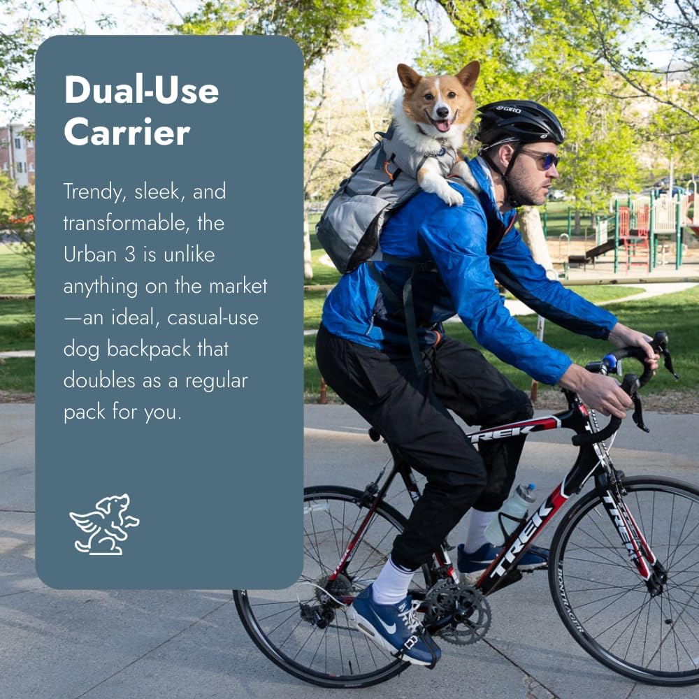 K9 Sport Sack Urban 3 - Medium, Leafy - Ideal for Dogs with 17-19” Back Length - Dual-Use, Backpack-Style Carrier + Everyday Pack
