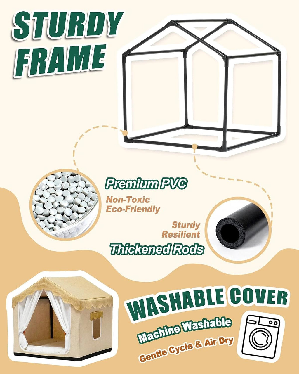 Boho Dog House Indoor, Soft Cozy Dog Cave for Medium & Large Dogs